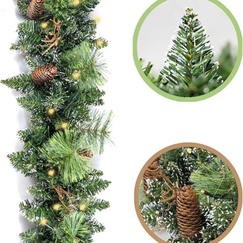 1 Christmas Garland Prelit 9 Ft Battery Operated with 50 Led Lights