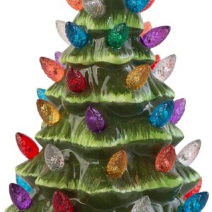 Small Vintage Ceramic Christmas Tree with Multi-Color Lights and Clip in Cord - 6.75"
