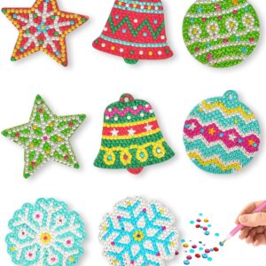 8pcs DIY Magnet & Diamond Art Christmas Ornaments for Kids Set