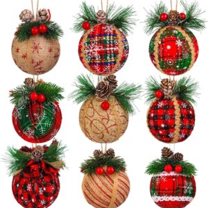 9 Pieces Christmas Ball Ornaments Christmas Tree Hanging Baubles Rustic Ornaments