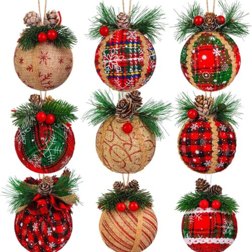 1 9 Pieces Christmas Ball Ornaments Christmas Tree Hanging Baubles Rustic Ornaments