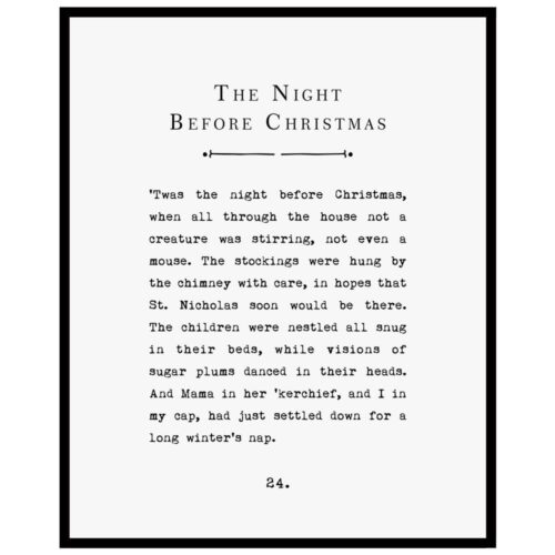 1 The Night Before Christmas Wall Art Vintage Book Page Wall Decor