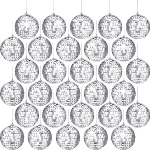 1 30 PCS Mirror Disco Balls,2 Inch Silver Reflective Mirror Ball