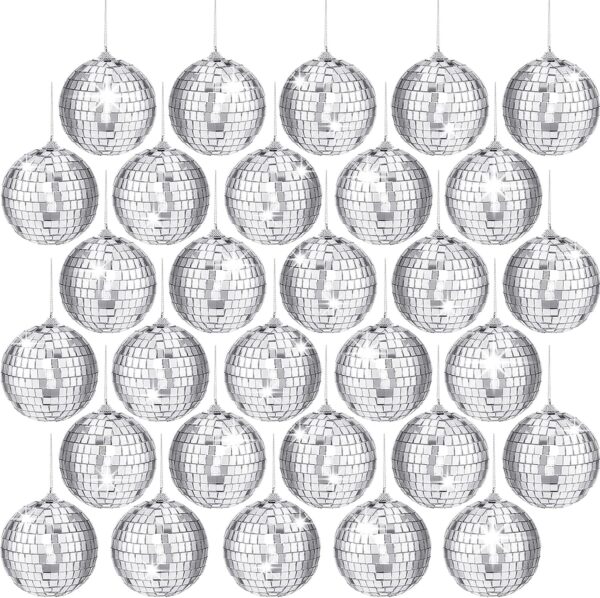 30 PCS Mirror Disco Balls,2 Inch Silver Reflective Mirror Ball 1