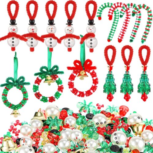 1 120 Sets Christmas Crafts, 30 Snowmen, 30 Christmas Trees, 30 Wreaths, 30 Candy Canes
