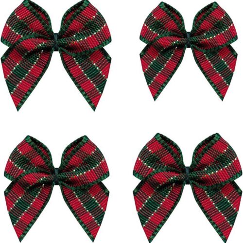 1 50pcs Mini Gingham Ribbon Bows Checkered