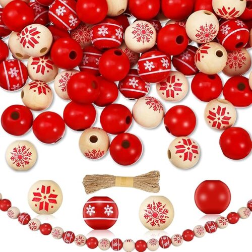 1 1120 Pieces 0.6 Inch Wooden Bead Christmas Wood Beads Natural Wood Beads Craft