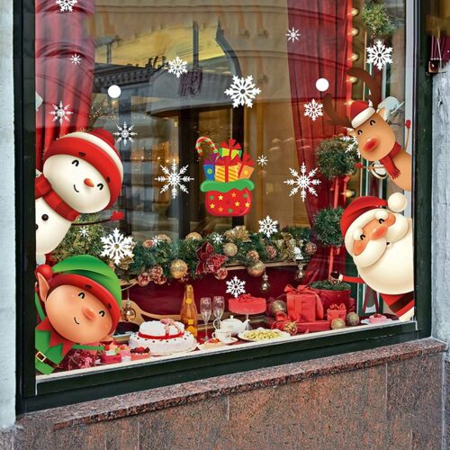 1 82PCS Christmas Snowflake Window Clings Stickers for Glass