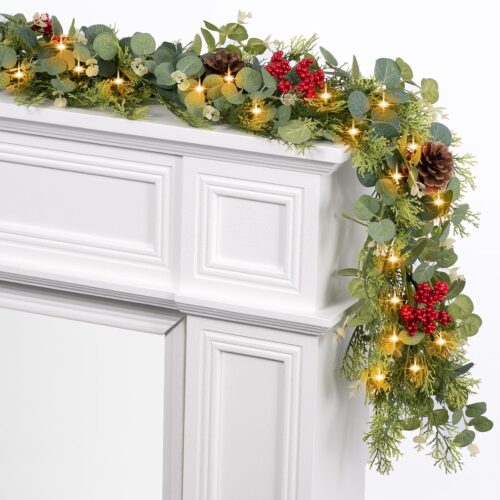 1 6.5 FT Pre-Lit Christmas Garland with 20 LED Lights