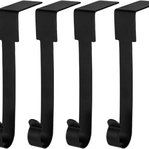 1 4 Pack Christmas Stockings Holder Hanger,Metal Hooks for Hanging Christmas Stockings (J Black Style, 4)