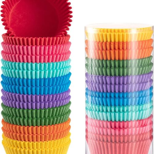 Bright Rainbow Jumbo Cupcake Liners 400-Count