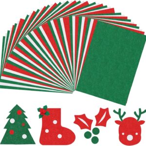 30 Pieces Christmas Felt Fabric Sheets Soft Thick Square Felt Craft Sheets 8 x 10 Inch