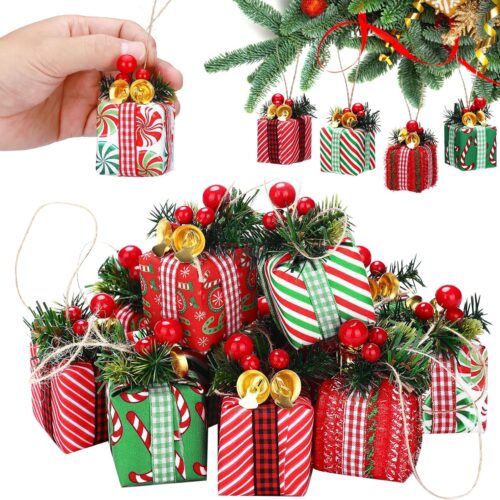 1 12 Pcs Christmas Tree Mini Gift Boxes Christmas Tree Ornaments Present Decoration