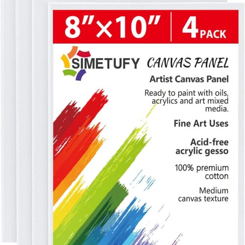 1 4 Pack 8x10 Inch Canvas Boards for Painting Canvas Panels-Gesso Primed Acid-Free 100% Cotton