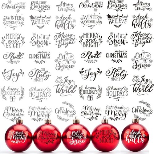 1 40 Pieces Christmas Word Stickers for Crafts Christmas Vinyl Stickers Waterproof