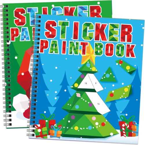 1 2PCS Christmas Crafts for Kids Ages 4-8 Sticker Paint Books Includes Elf Santa