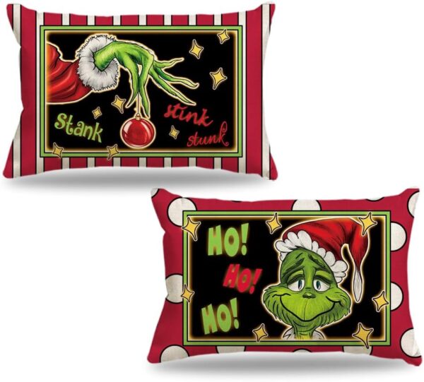 Christmas Lumbar Pillow Covers 12x20 Set of 2 Green 12 x 20 1