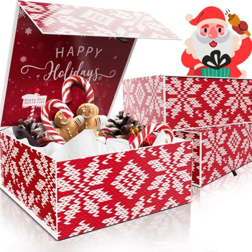 1 3Pack Christmas Gift Boxes With Lids For Presents Large 9.25x9.25x3.75