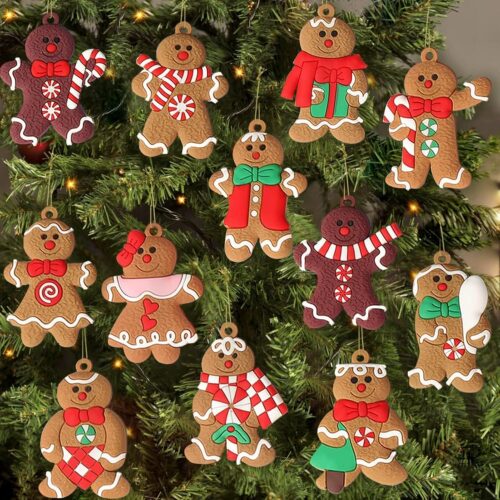 1 12pcs Gingerbread Man Ornaments for Christmas Tree, 3 Inch Tall