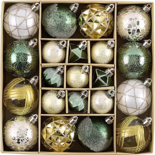 1 21ct Green Gold Christmas Tree Ornaments Set