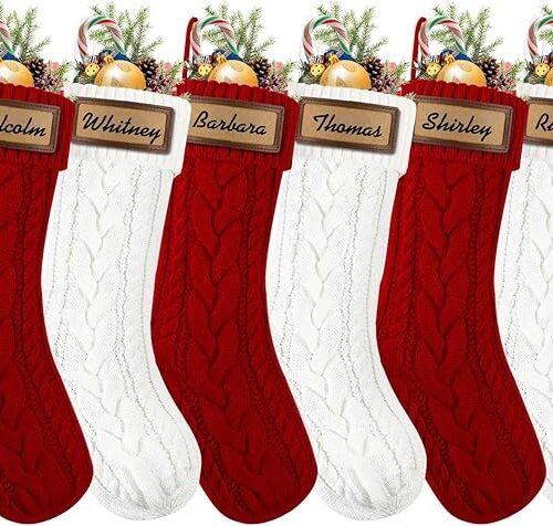 1 18in Large Knitted Xmas Hanging Stocking Set