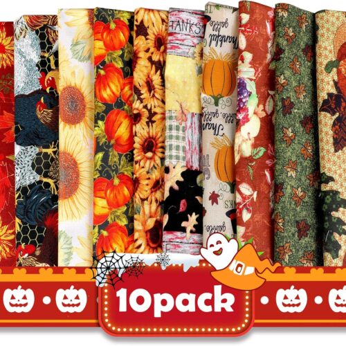 1 10pcs Thanksgiving Fabric, 20x20inch/50x50cm Cotton Fabric Bundle