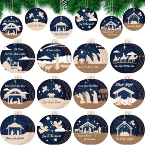 60 Pcs Nativity Scene Christmas Tree Ornament Christian Religious Ornaments Bulk Round Nativity