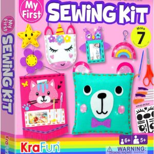 My First Sewing Kit for Beginner Kids Arts & Crafts, 7 Easy DIY Projects of Stuffed Animal Dolls and Plush Pillow Craft