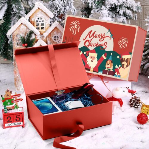 Premium Christmas Gift Boxes with Lids，Decorative Christmas Boxes for Presents，12.6 * 7.9 * 4.4 Inchs Large