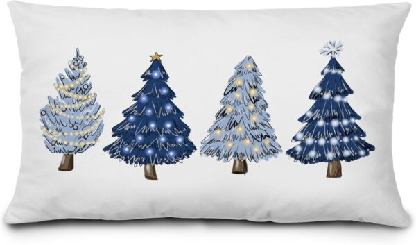 Navy Blue Christmas Decorations Christmas Tree Pillow Covers 12x20 1