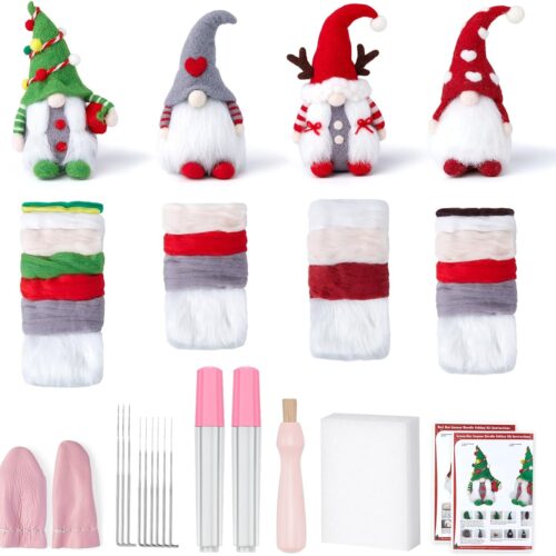 1 Needle Felting Starter Kit with Basic Felt Tools, Christmas Gnome