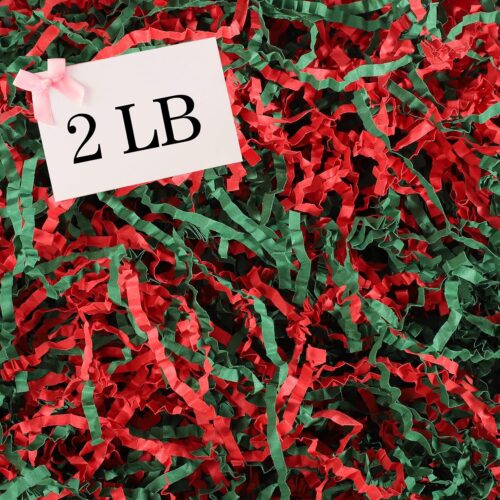 1 2 LB Crinkle Cut Paper Shred Filler, Red & Green