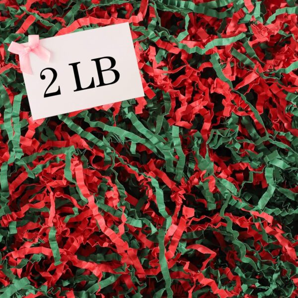 2 LB Crinkle Cut Paper Shred Filler, Red & Green 1