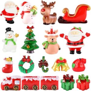 Christmas Tree Christmas Figurines Snowman Reindeer Gift for DIY Fairy Garden 18PCS