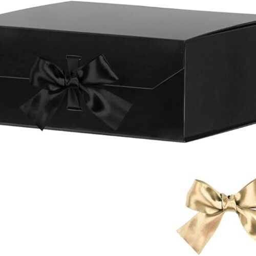 1 Black Large Gift Box 13x11x5.3 Inches, Gift Box with Ribbon
