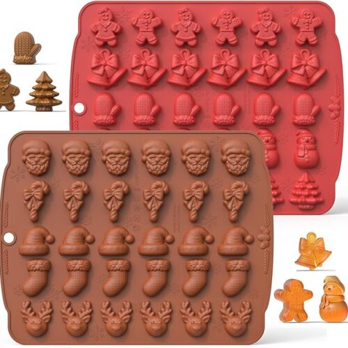 1 2 PCS Silicone Candy Molds with Gingerbread Santa
