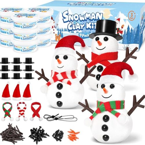 1 Christmas Crafts for Kids, 9 Pack DIY Build a Snowman Kit for Kids