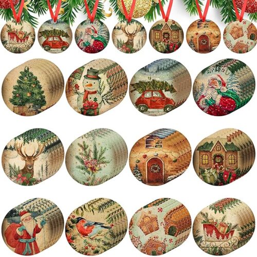 1 60 Pcs Vintage Christmas Tags for Gifts Merry Christmas Labels with String