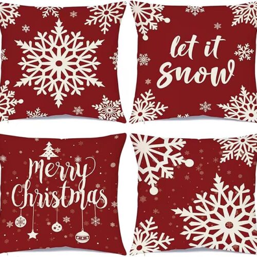 1 Christmas Decorations Pillow Covers 20 × 20 Inch Set of 4