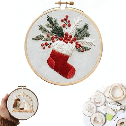 Christmas Embroidery KIT,Adults Kids DIY Handmade