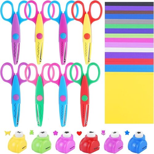 1 42 Pack Craft Scissors Decorative Edge, Hole Punch Shapes Craft