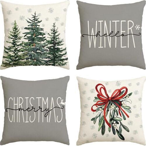 1 16 x 16 Inch Mistletoe Pine Spruce Holiday Cushion Case Decoration