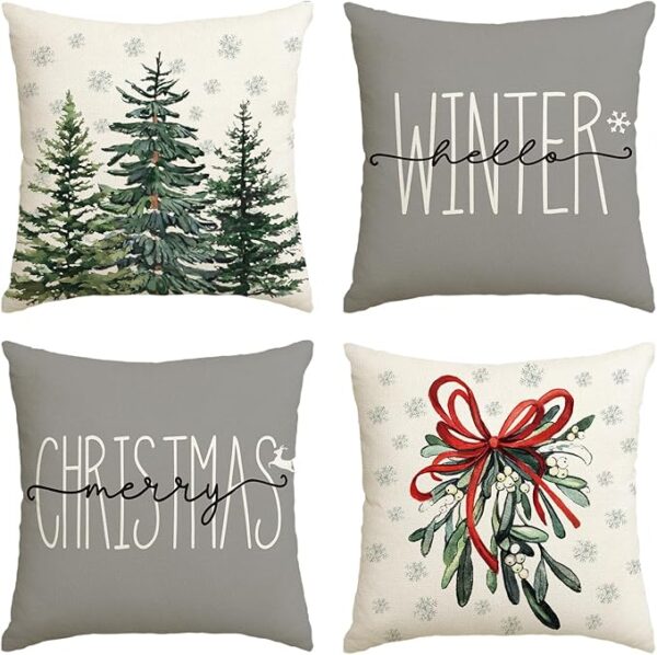 16 x 16 Inch Mistletoe Pine Spruce Holiday Cushion Case Decoration 1