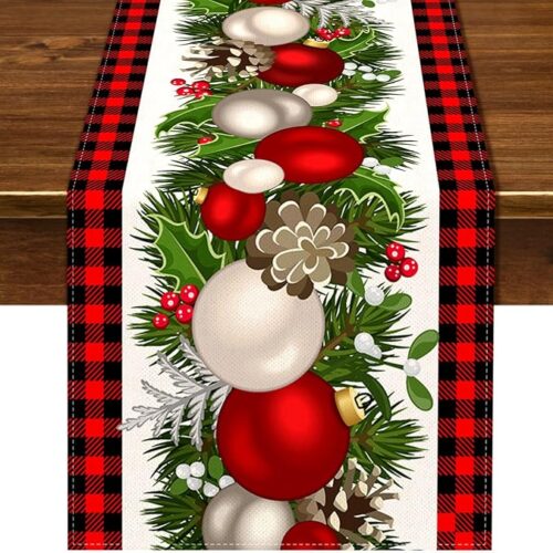 1 Black and Red Buffalo Check Plaid Christmas Table Runner 72 Inches Long