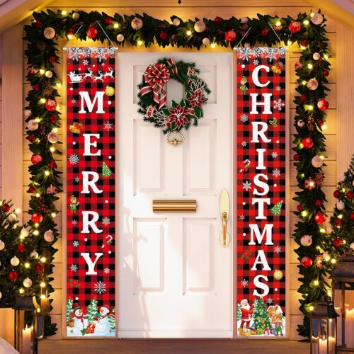 1 Merry Christmas Decoration Banner Sign Christmas Front Porch Door Sign Decorations