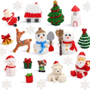 Christmas Miniature Figurines,30 Pcs Mini Crafts Resin Santa Claus Snowman Elk