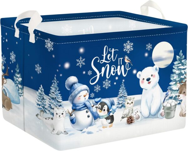 Winter Animals Storage Basket Christmas Snowman Penguin Gift Basket 1