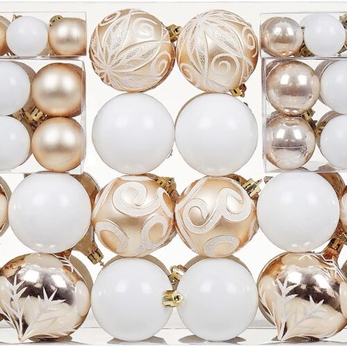 100ct Assorted Christmas Ball Ornaments Set,Shatterproof Seasonal Christmas Tree Decorations (Champagne Gold)