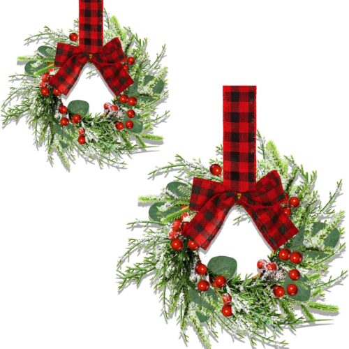 Mini Cabinet Christmas Wreath - 2Pcs 9IN