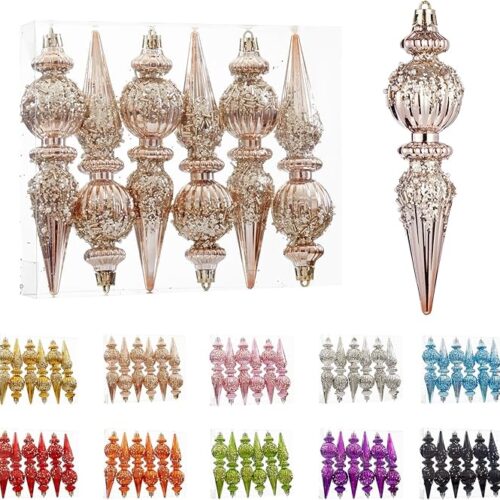6 Pack Christmas Ornaments Set, Champagne Plastic Shatterproof Christmas Ball